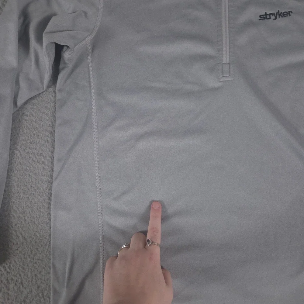 The North Face Pullover Mens Medium Grey Tech 1/4-Zip Fleece Stryker Logo Warm
